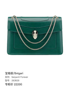 Bvlgari Serpenti Forever Shoulder Bag Emerald Green Leather Gold Hardware