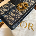 Dior 30 Montaigne Shoulder Bag Navy Blue Dior Oblique Canvas Gold Hardware