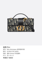Dior 30 Montaigne Shoulder Bag Navy Blue Dior Oblique Canvas Gold Hardware