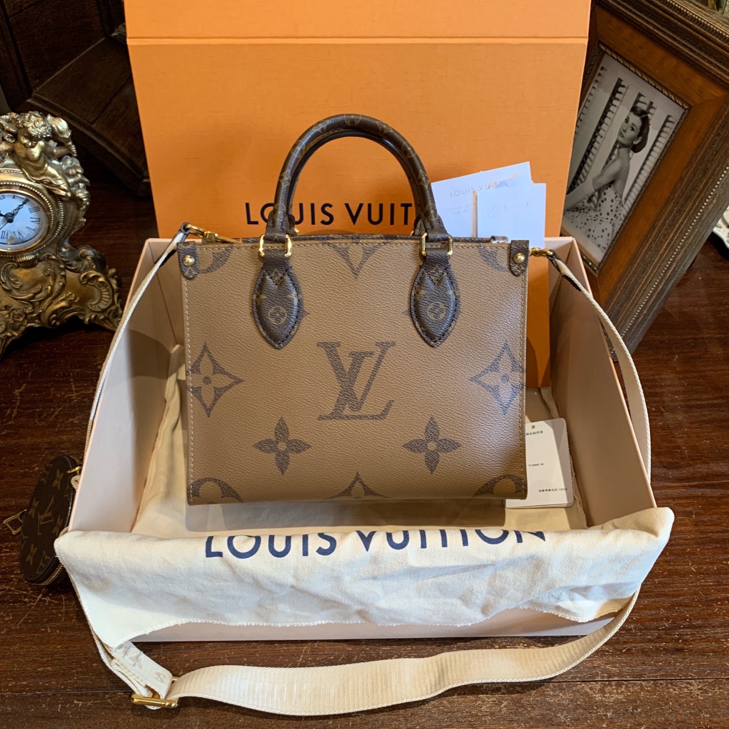 Louis Vuitton Onthego BB Tote Monogram Canvas Gold Hardware