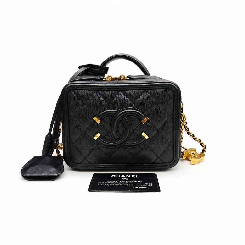 CHANEL Camera Bag | Black Litchi-Grain Leather | Gold Hardware