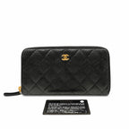 Chanel Classic Long Zip-Around Wallet Black Caviar Gold/Silver Hardware